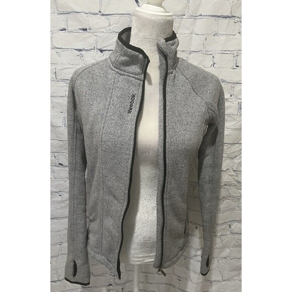 Reebok Jacket Women’s Small Thumb Holes Pockets Long Sleeve Full Zip - Picture 3 of 8